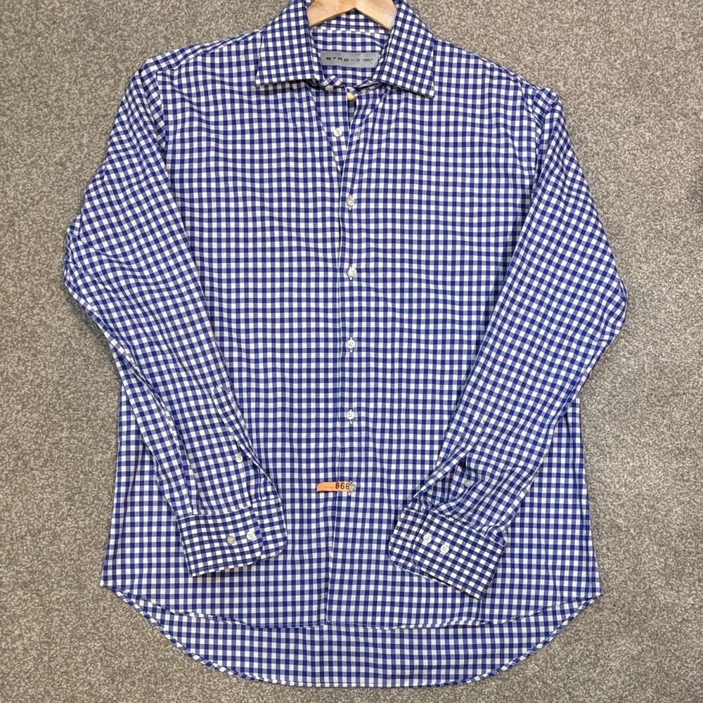 Etro Navy and White Checkered Men's Shirt